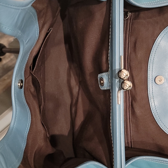 Blue Leather Shoulder Bag - Picture 7 of 10